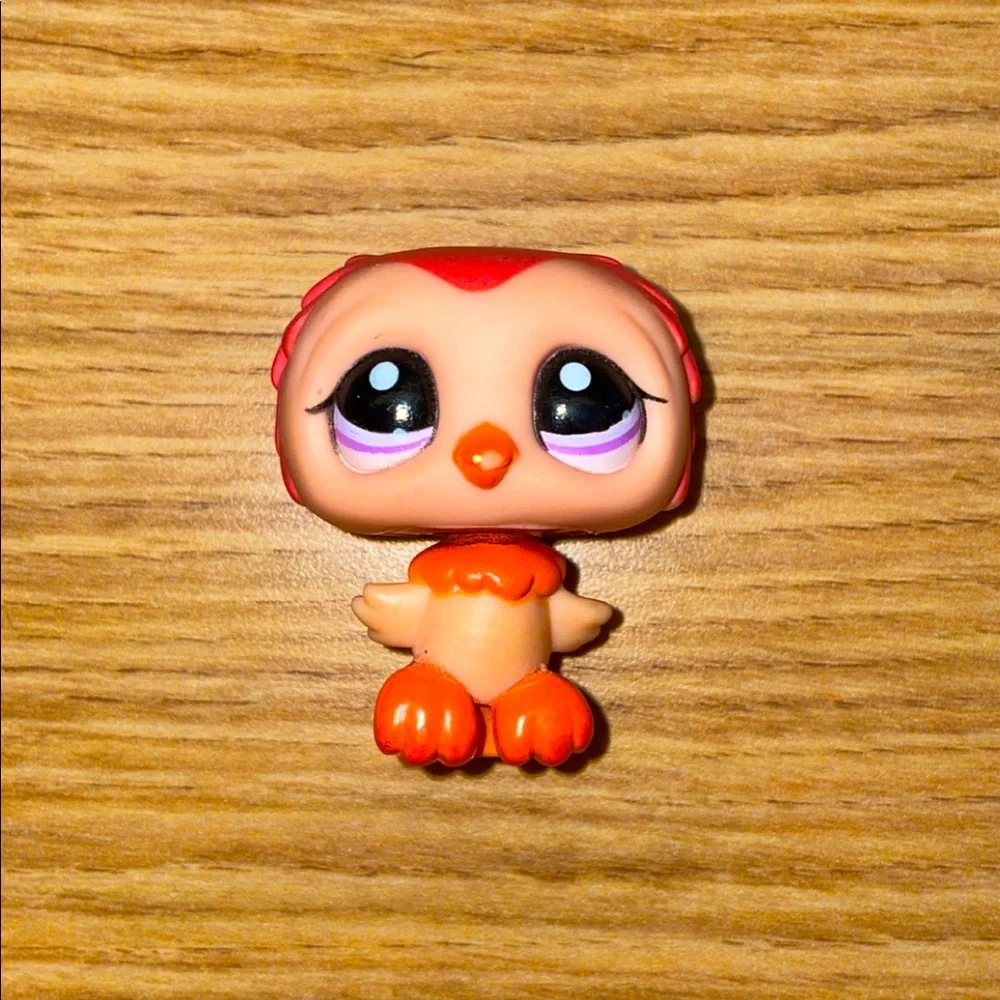 littlest pet shop # 1147 peach & orange owl with purple eyes - Picture 1 of 3